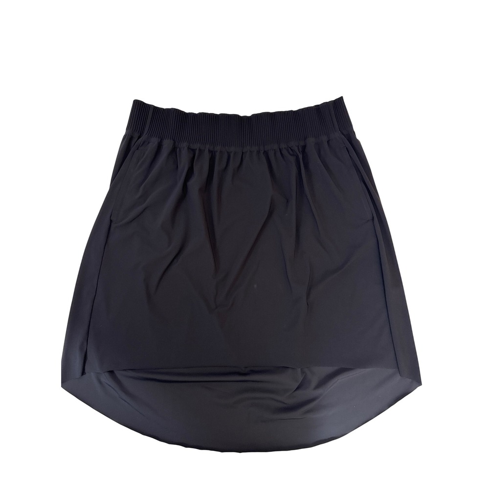 Athleta Cosmic Skirt Women 2X Black High-Low Smocked Waist Active Sporty Outdoor